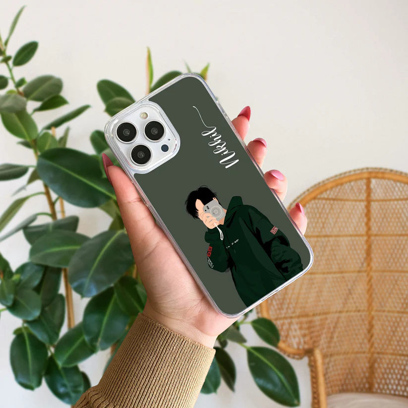 Aesthetic Boy Silicon Custom Name Case Design 19